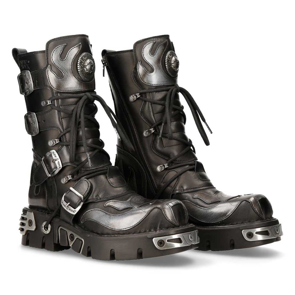 New Rock - M-107-S2 Bottes - Noir/Gris